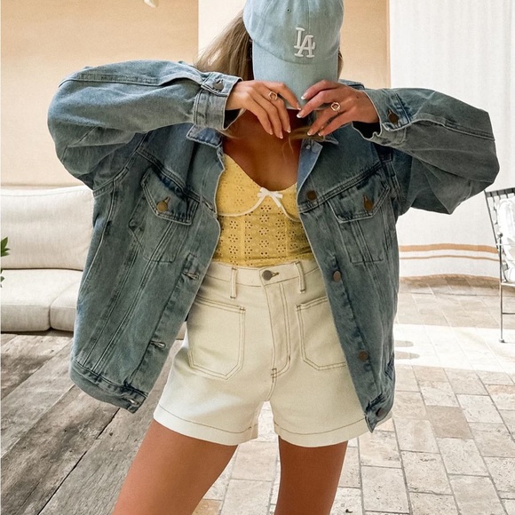 NWT Stitch + Feather Double Take Oversized Denim Jacket - Picture 4 of 5